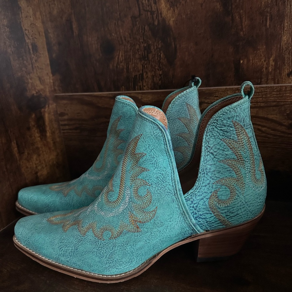 Turquoise Western Ankle Boots